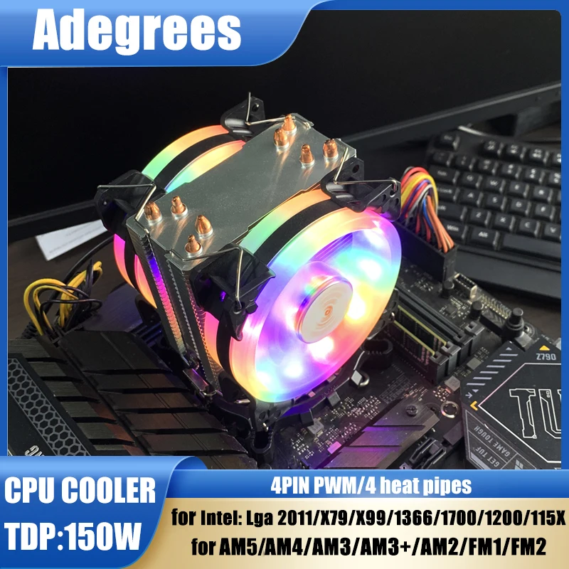 

Вентилятор-кулер для процессора с 2 тепловыми трубками, 3PIN/4PIN PWM, 90 мм, для LGA 1366 1150 1155 1200 1700 X79 X99 2011 AMD AM3 AM4