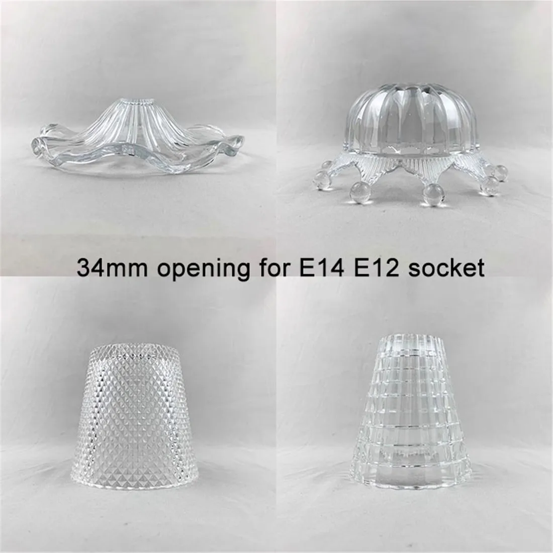 

Clear 34mm Opening Glass Lampshade Replacement for E14 Screw Socket Holder,3.4cm Fitter Lamp Shade for E12 Candle Lighting Cover