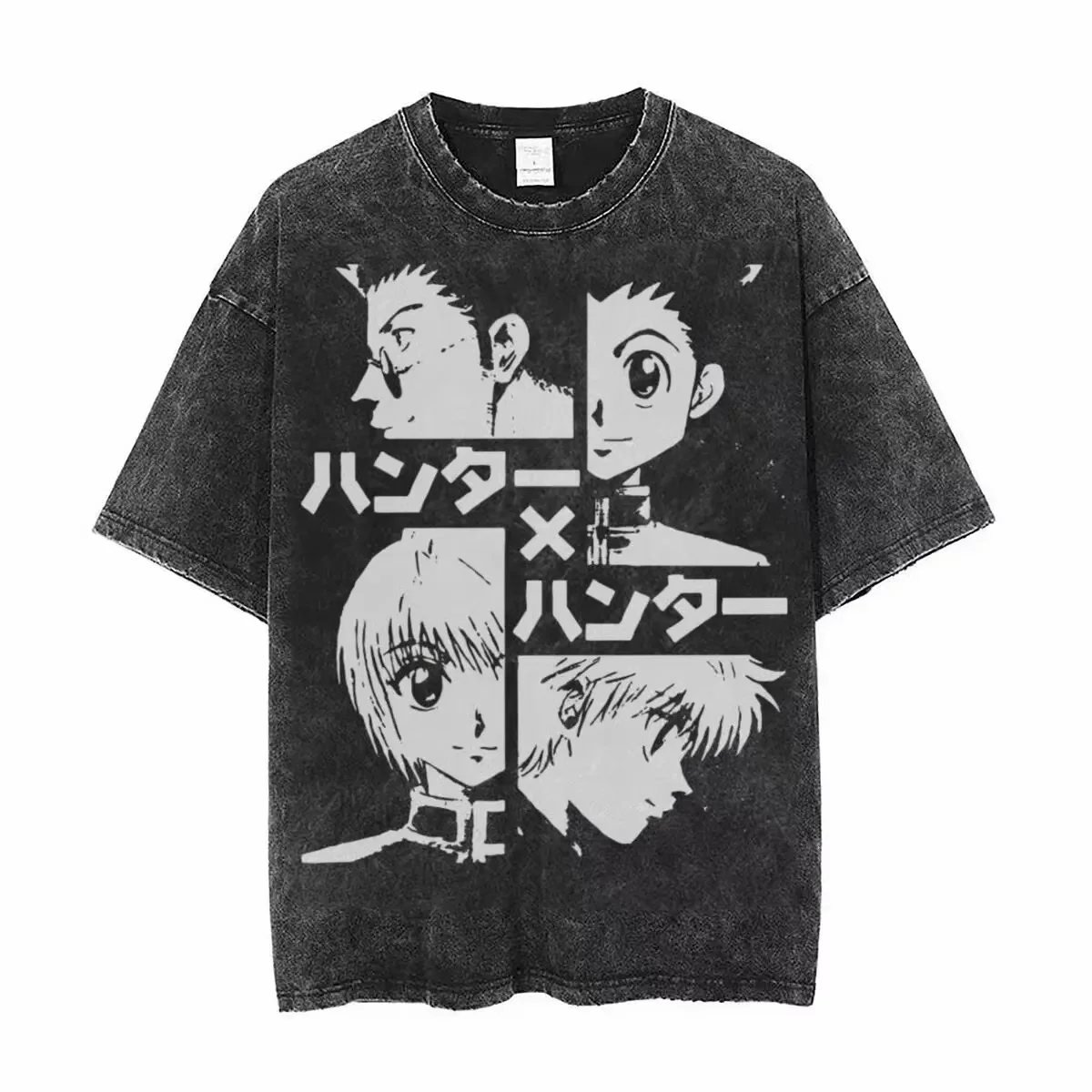 

Summer New Hot Y2K Anime Full-time Hunter X Hunter Retro Do Old Summer Cotton Wash Short Sleeve T-shirt Men and Women