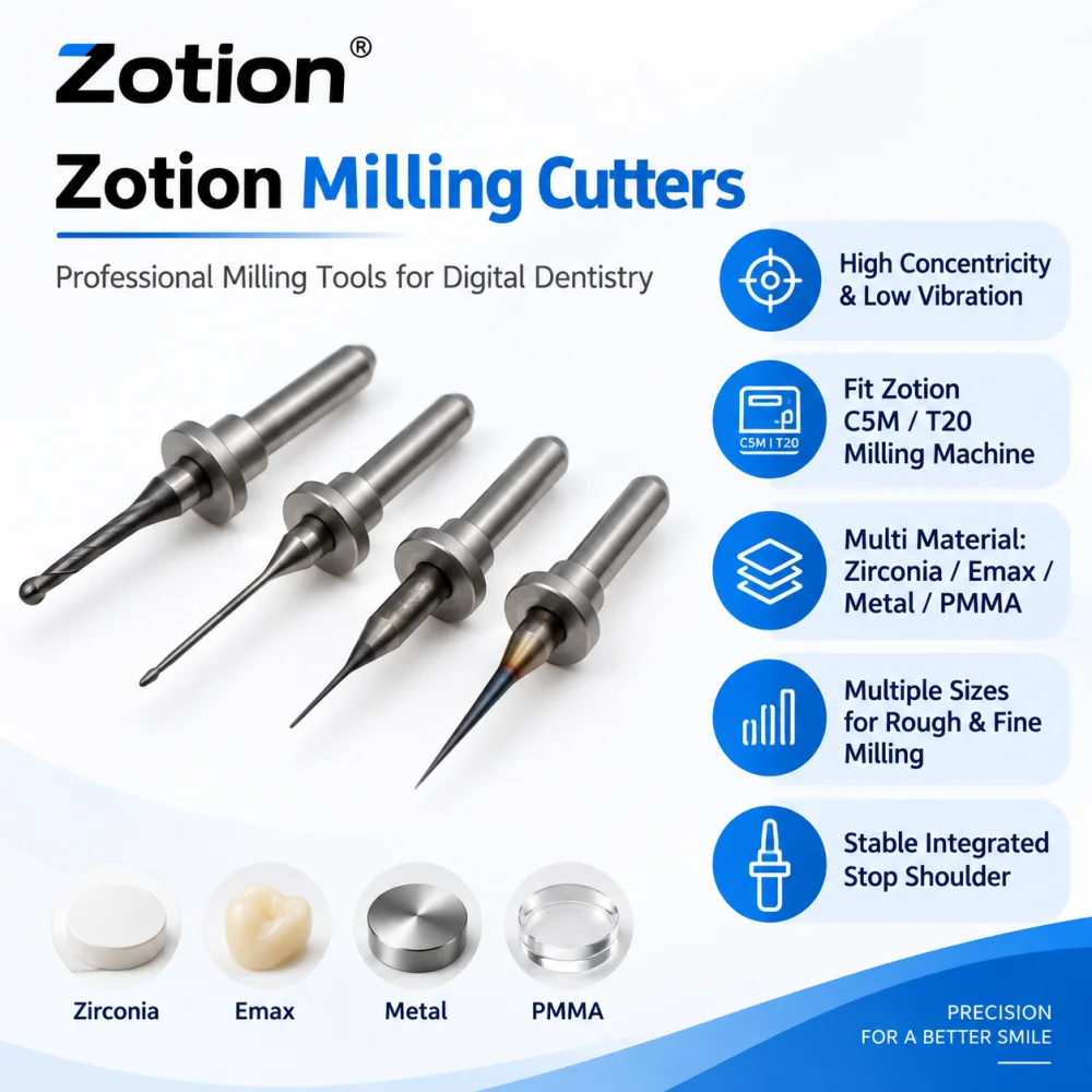 1PC Zotion C5M/T20 Magnetic Dental Milling Bur for Zirconia/Emax/Metal/PMMA D4 Dentistry Lab Grinding Drills