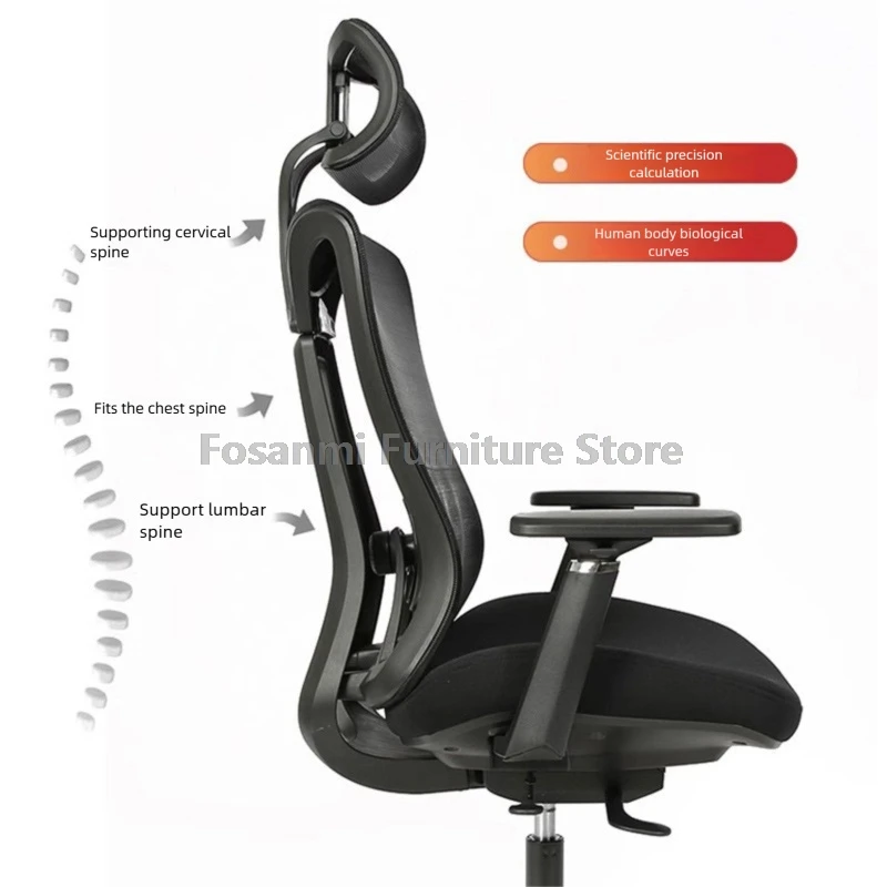كرسي كمبيوتر مسامي مع عمق مقعد قابل للتعديل، كرسي مكتب مريح لدعم قطني للمكتب والمنزل، كرسي شبكي للألعاب باللون الأسود