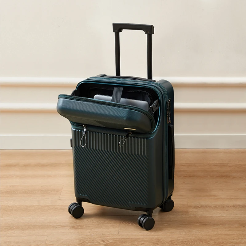 

Front opening suitcase Lightweight four-wheel trolley case Student password suitcase 20 inches of carry-on luggage Unisex