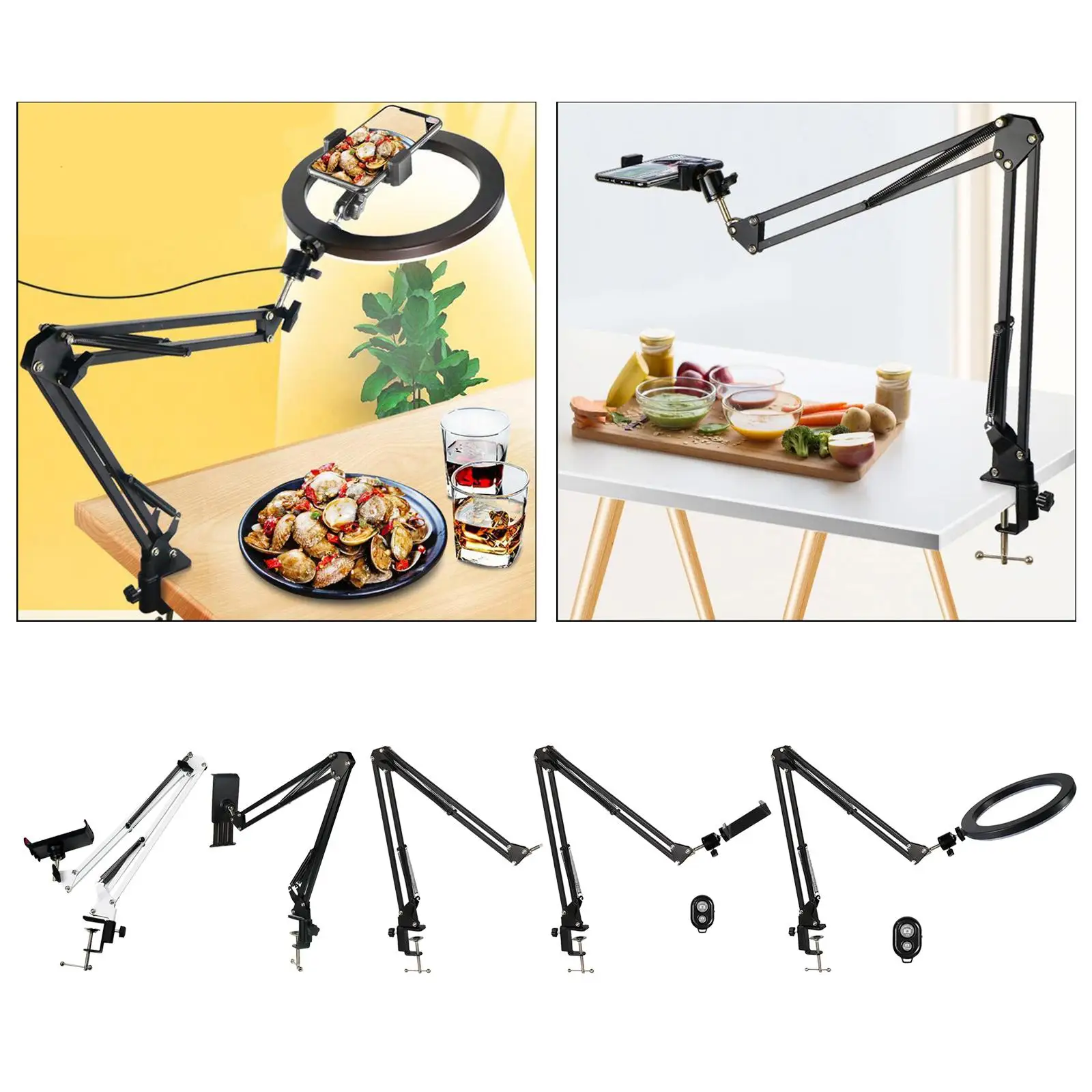 Cell Phone Holder Adjustable Overhead Stand Articulating Arm for Baking