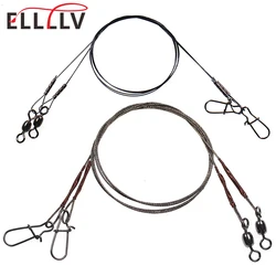 Ellllv 7*7 Stainless Steel Wire Leader Fishing Titani Line With Rolling Swivel Quick Change Clip Pike Fishing Anti-bite Tackle