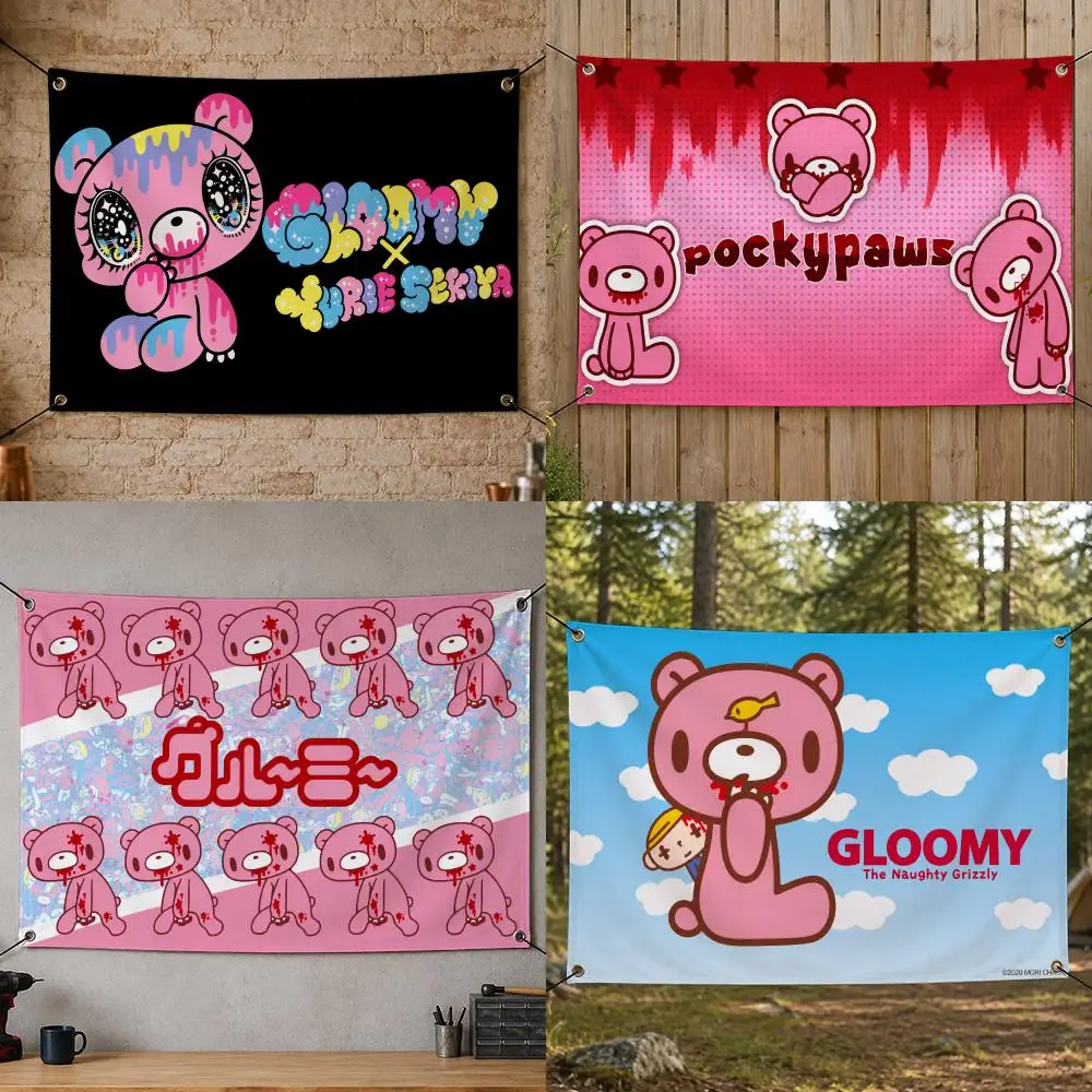 Character Gothic Popular Iconic G-Gloomy Bear Flags Flag Banner for Bedroom Dorm Party Home Living Room Game Room Gift