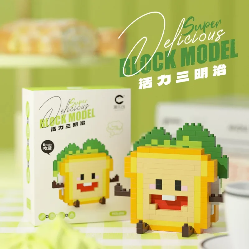 12 Stijlen Avocado Ananas Fruit Hamburger Frieten Brood Sandwich Voedsel Melk Drinken Puzzel Bouwstenen Mini Bricks Speelgoed