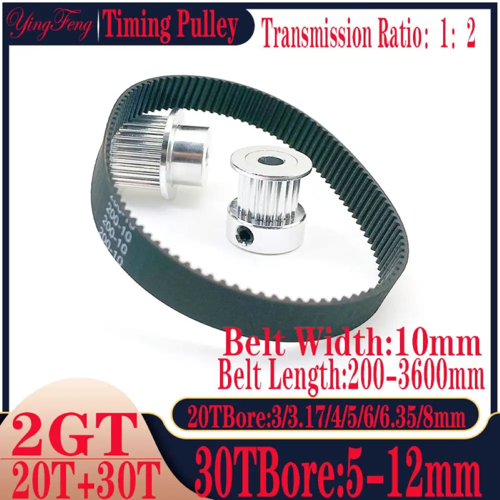 

Timing Synchronous Pulley Hole 3-12mm 20 Teeth+30 Teeth BandWidth 10mm Tensioning Pulley Synchronous Pulley kit 1:2 2GT/2M/2MGT