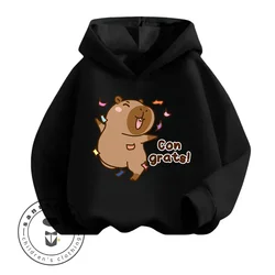 2024 Capybara Cartoon Kawaii Classic Fashion Cute Loose Non Stimulating Skin Friendly Fabric Design Children's Outdoor Hoodie