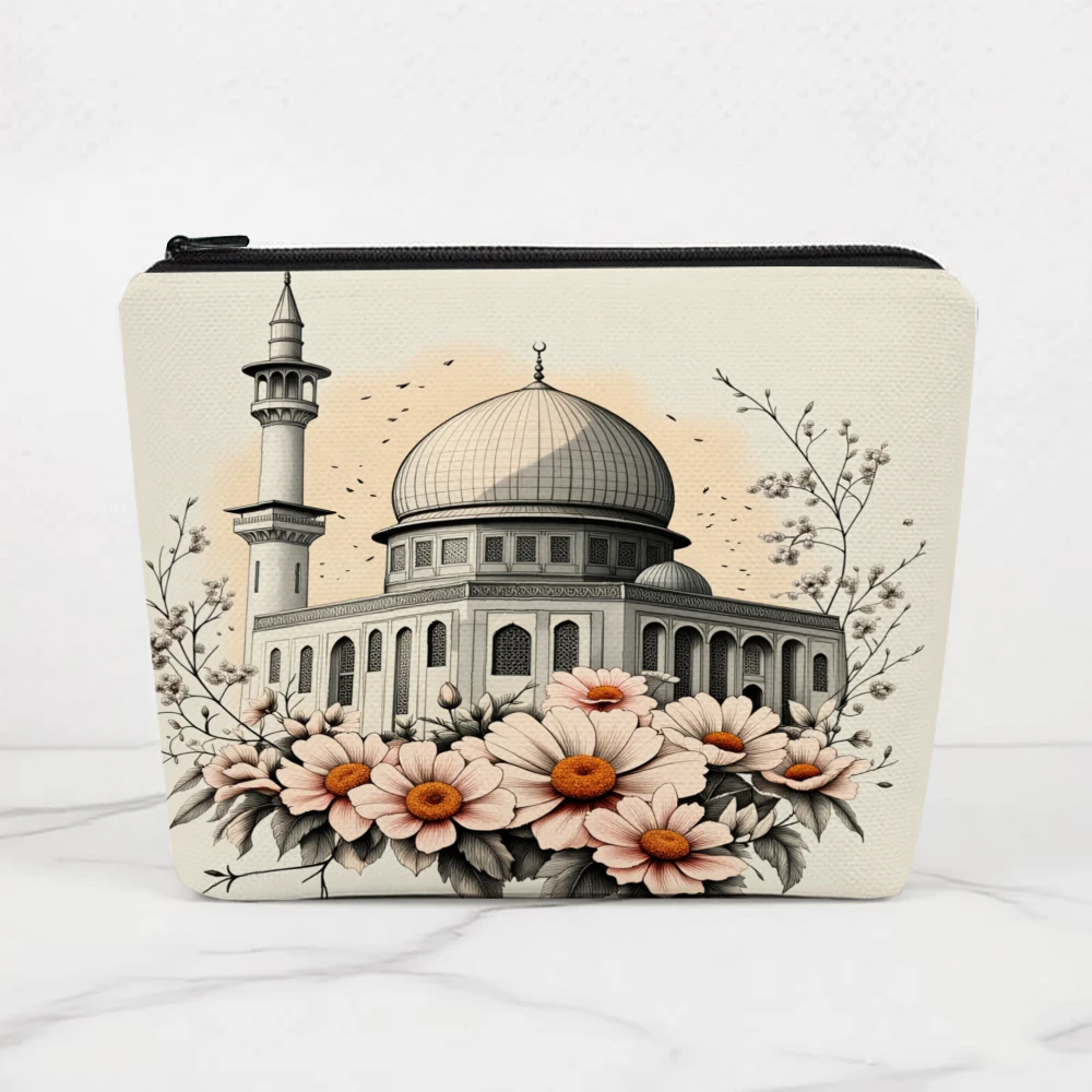 

Mosque Dome Flowers Branches Birds Makeup Bags for Girls Cosmetic Pouch Toiletry Bag Pencil Case Travel Storage