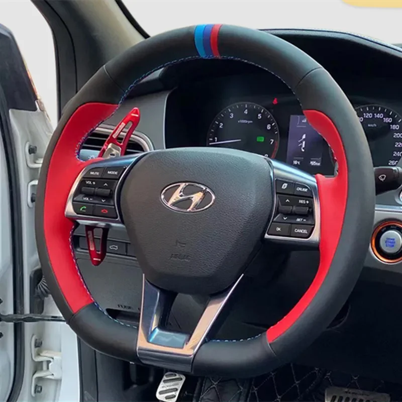 

Сшитый вручную замшевый кожаный чехол на руль автомобиля для Hyundai Tucson Verna Celesta Elantra Mistra Sonata, автоаксессуары