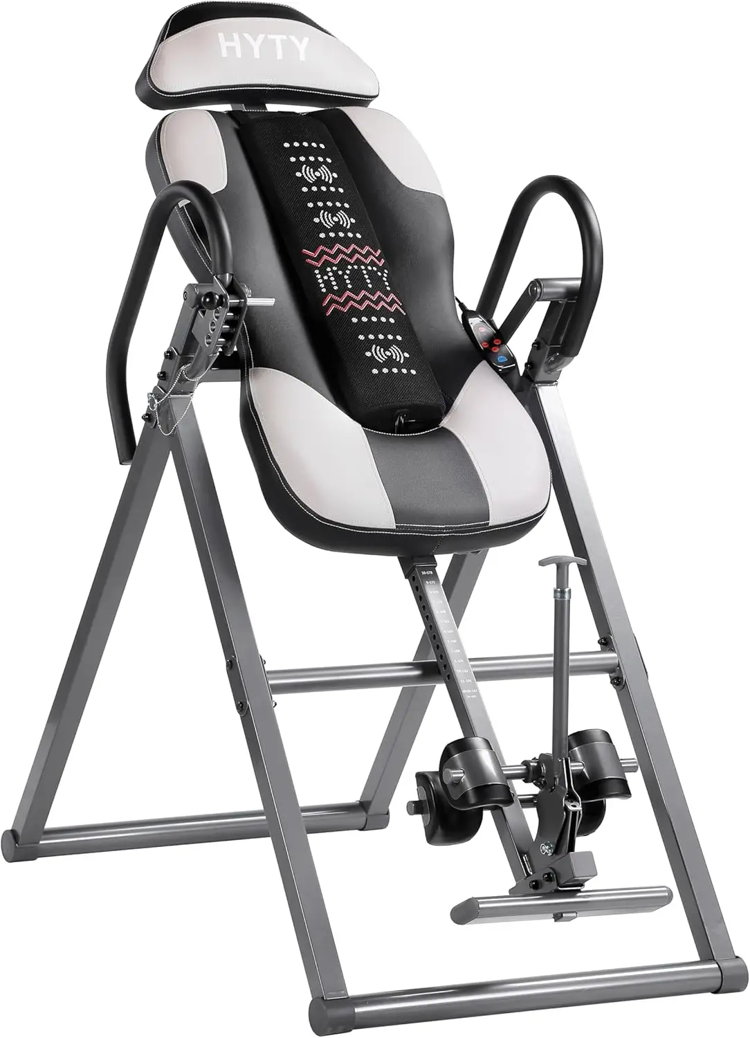 and Fitness IT200 Advanced Heat and Massage Inversion Table, Gray/Black, Folding Heavy Duty Inversion Table with Adjustable Head