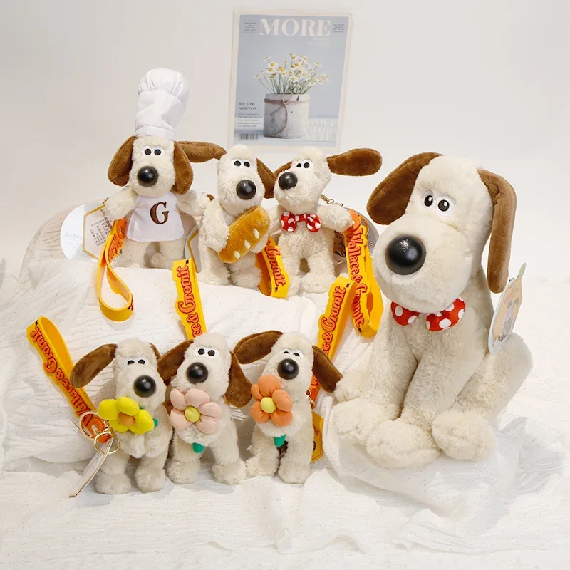 عالية الجودة الكرتون والاس جروميت دمية حقيبة قلادة Kawaii جروميت والاس بلوشيز جرو الكلب مفتاح سلسلة هدايا عيد فتاة