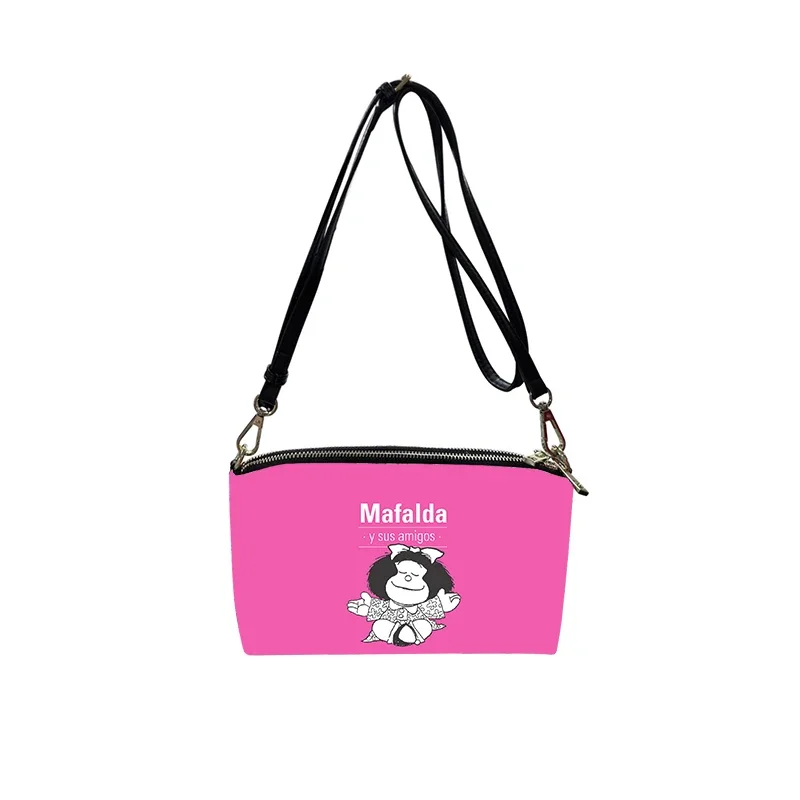 cute cartoon Mafalda PU Crossbody Bag 2023 New Women's Fashion Shoulder Bag Minimalist Small Square Bag for Women