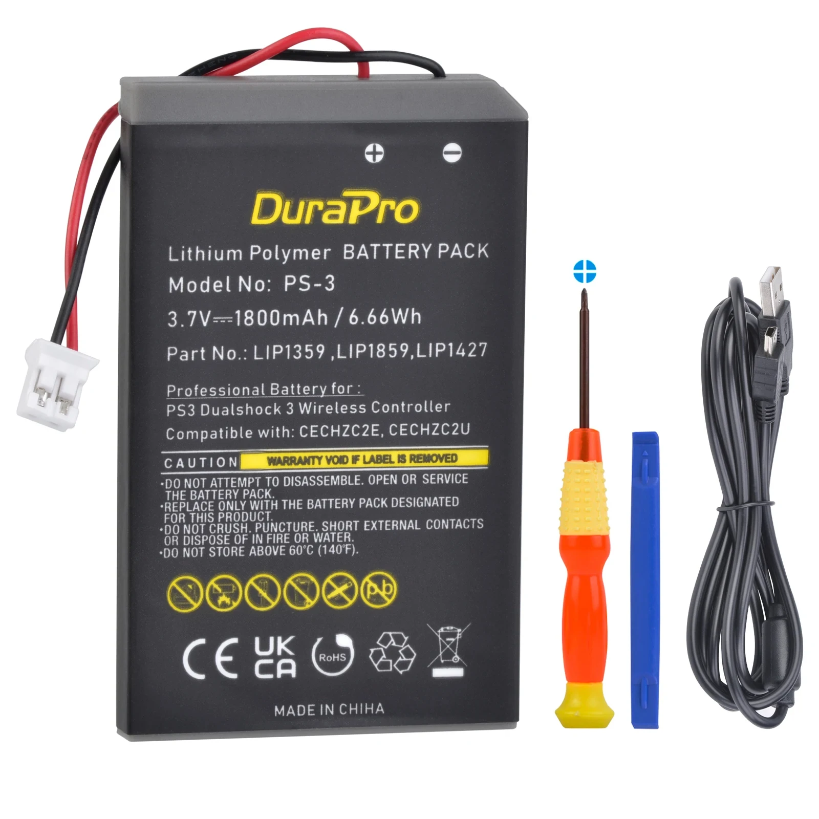 DuraPro 10pcs 1800mAh PS3 Bateria LIP1359 Replacement Battery for Sony Playstation 3 Dualshock 3 CECHZC2E CECHZC2U Controller