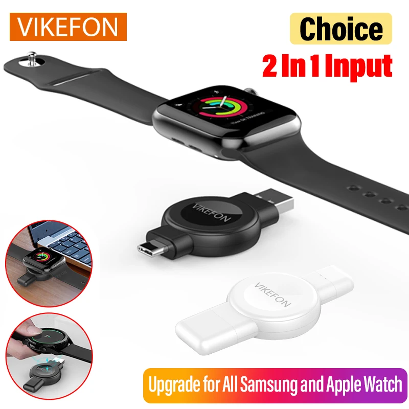 2 In 1 Magnetic Watch Wireless Charger for Samsung Apple Watch Galaxy 6/5Pro/5/4 Active IWatch 8 7 6 5 SE Fast Charging Adapter