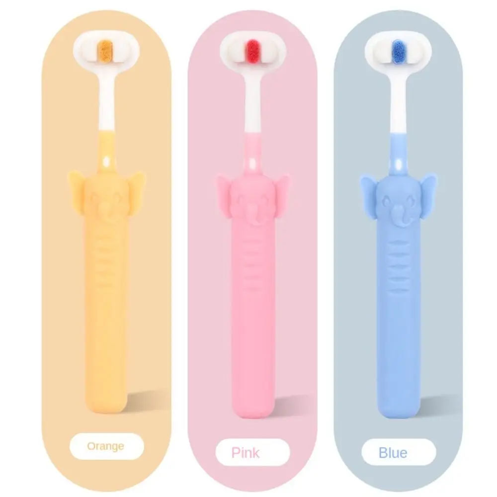 Soft Bristles Manual Teeth Brush Candy Color Cartoon V-shaped Three-sided Toothbrush Durable Tooth Decay Prevention Tongue Brush