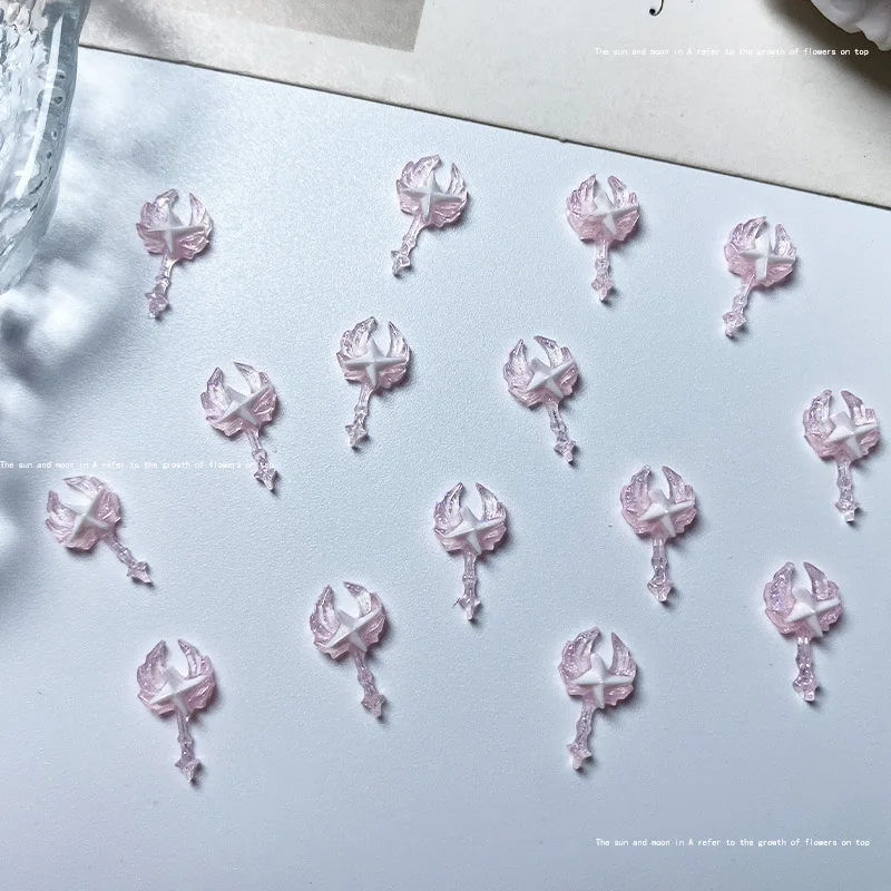 50 قطعة سلسلة الوردي مسمار السحر مضيئة عصا سحرية ستار الانحناء تاج القلب مسمار الفن زينة لوازم DIY بها بنفسك مانيكير اكسسوارات