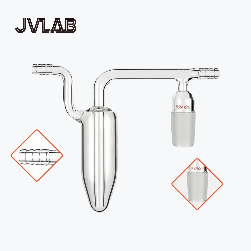 Junta de aire de burbujas de aceite, conector de guía de Gas Micro burbujeador, vidrio de alto borosilicato con juntas estándar 19/24/29 JVLAB