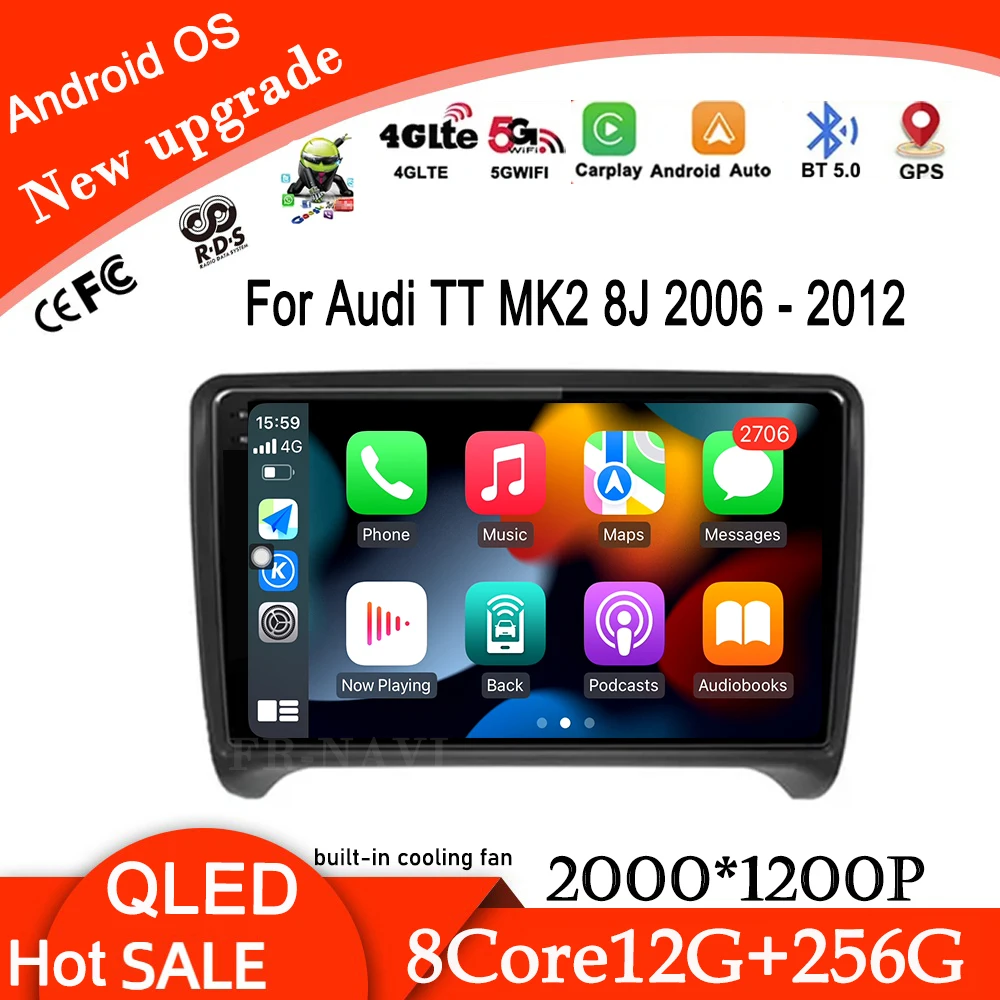

Для Audi TT MK2 8J 2006-2012 Android 14 Автомобильный радиоприемник Видео 4G + WIFI Стерео Мультимедиа RDS Carplay Навигация GPS DSP Android Auto