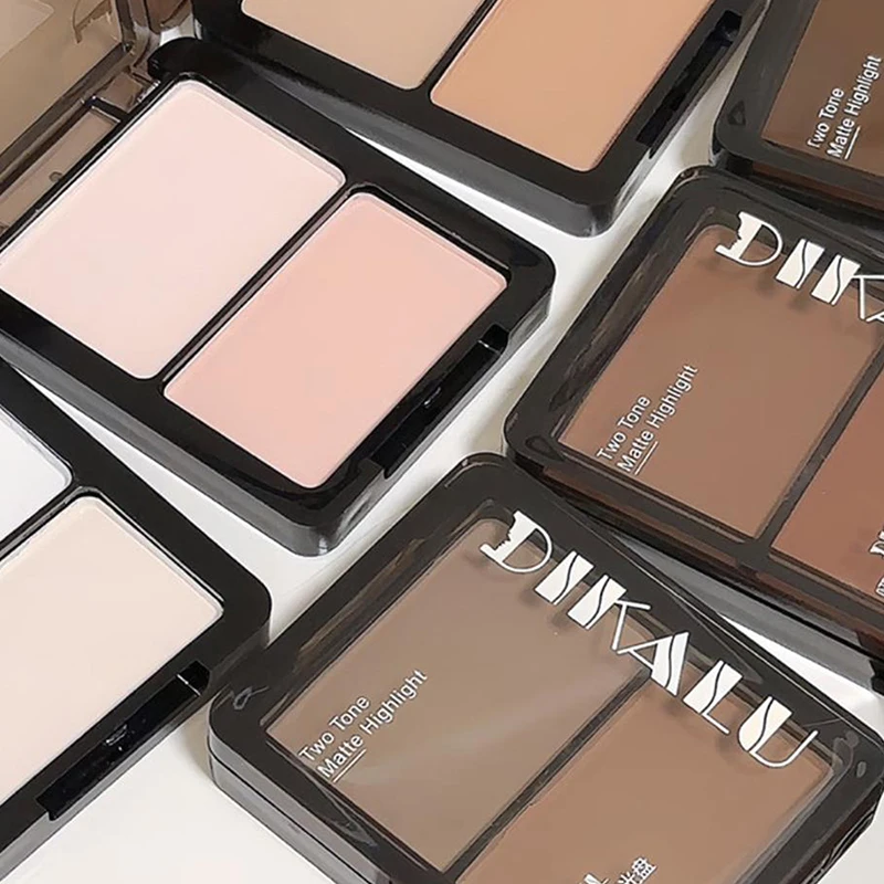 DIKALU Contour Palette 3D Facial Bronzer Cosmetic Face Shading Powder Zweifarbige, langlebige, matte Nasenschatten-Make-up-Kosmetik