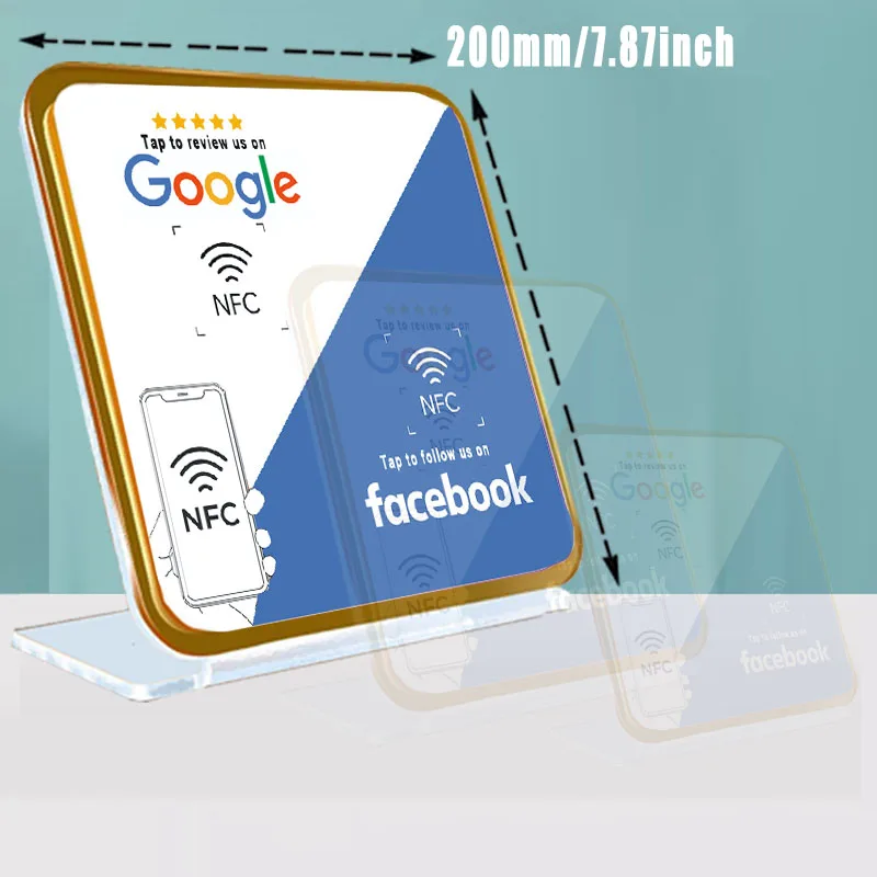 NFC Dual Chips Schnitts telle Acryl Stand Display für Google Instrument Facebook