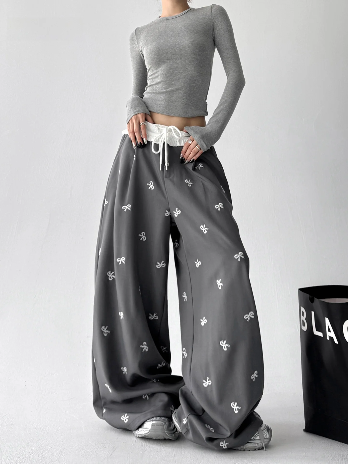 

Брюки женские широкие с узловым принтом, оригинальный дизайн, свободные, с высокой талией, прямые, повседневные, асимметричные, из хлопка...