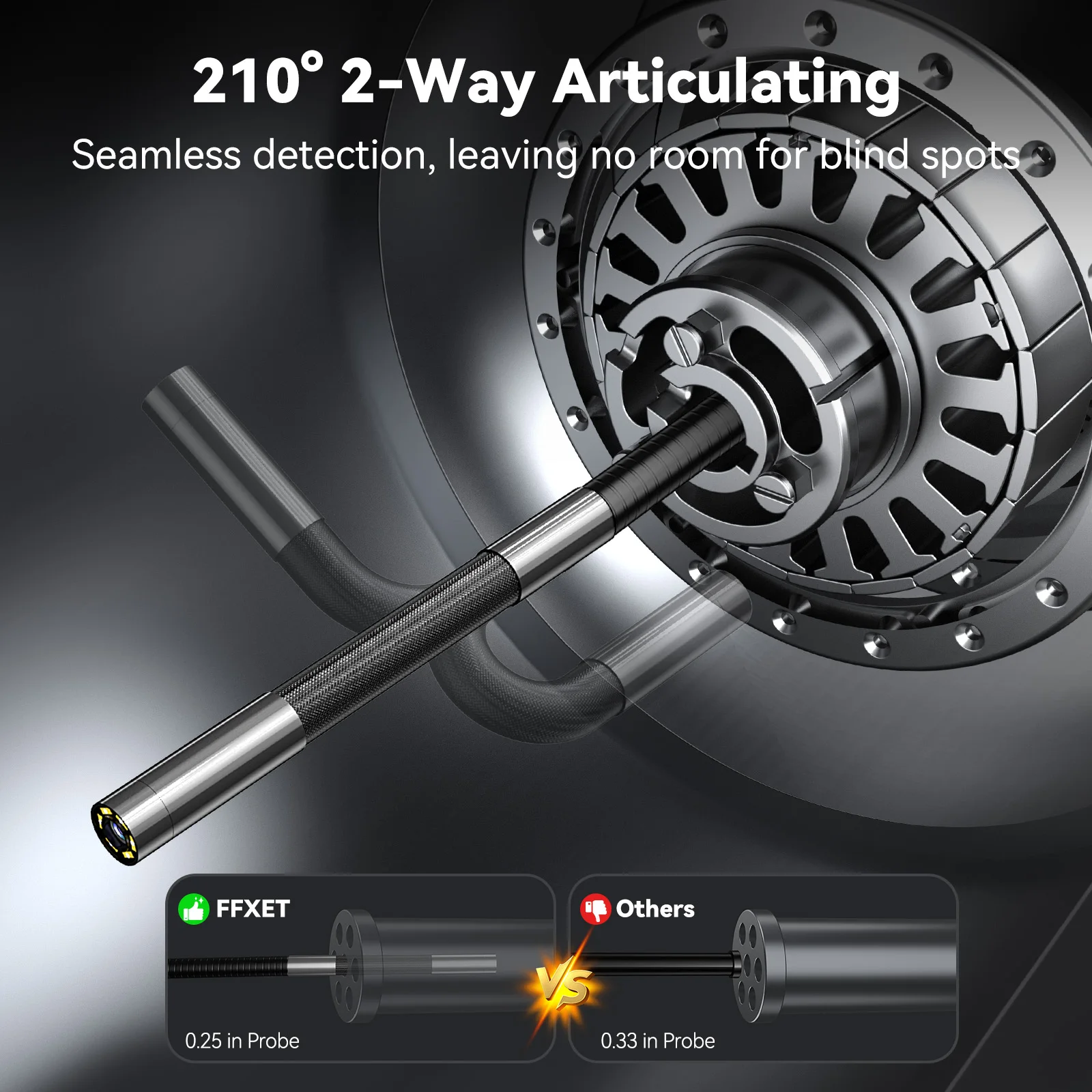 Two-Way Articulating Borescope Endoscope Camera with Lights 1080P Industrial Inspection Camera with 4.3