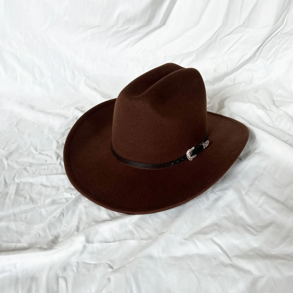 Vintage Western Cowboyhoed Voor Heren Gentleman Lady Jazz Cowgirl Met Leer Brede Rand Cloche Kerk Sombrero Hombre Caps
