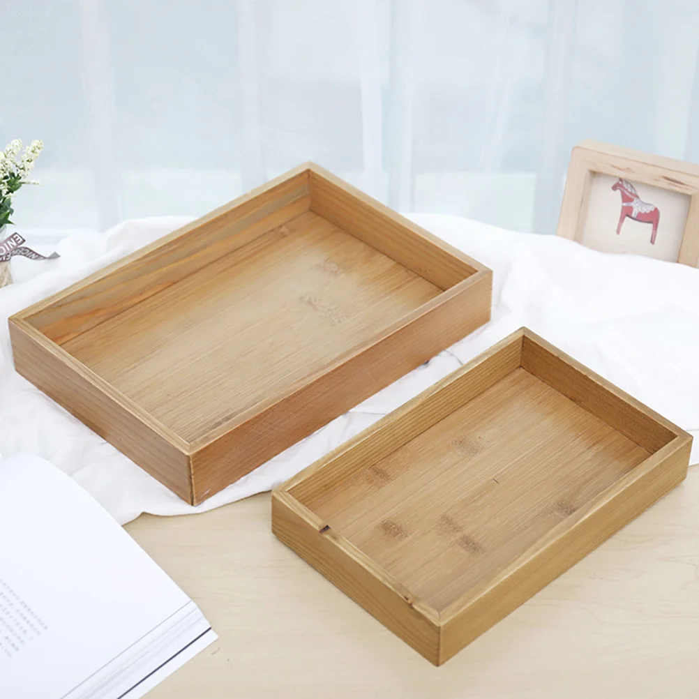 

1Pcs Bamboo Wood Serving Tray Rectangular Retro Tea Tray Party Platter Multipurpose Decorative Serving Dish for Events