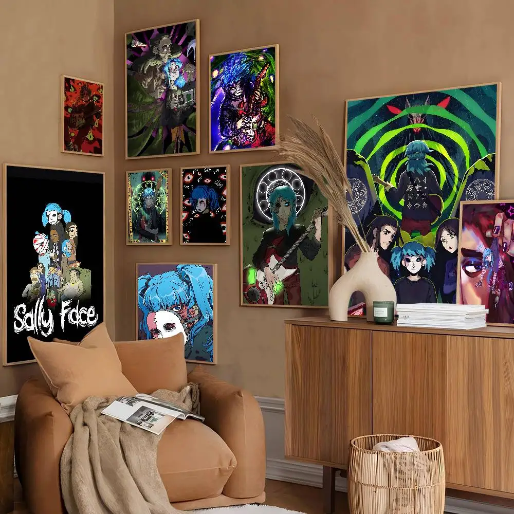 Game S-Sally Face Self-adhesive Art Poster Retro Kraft Paper