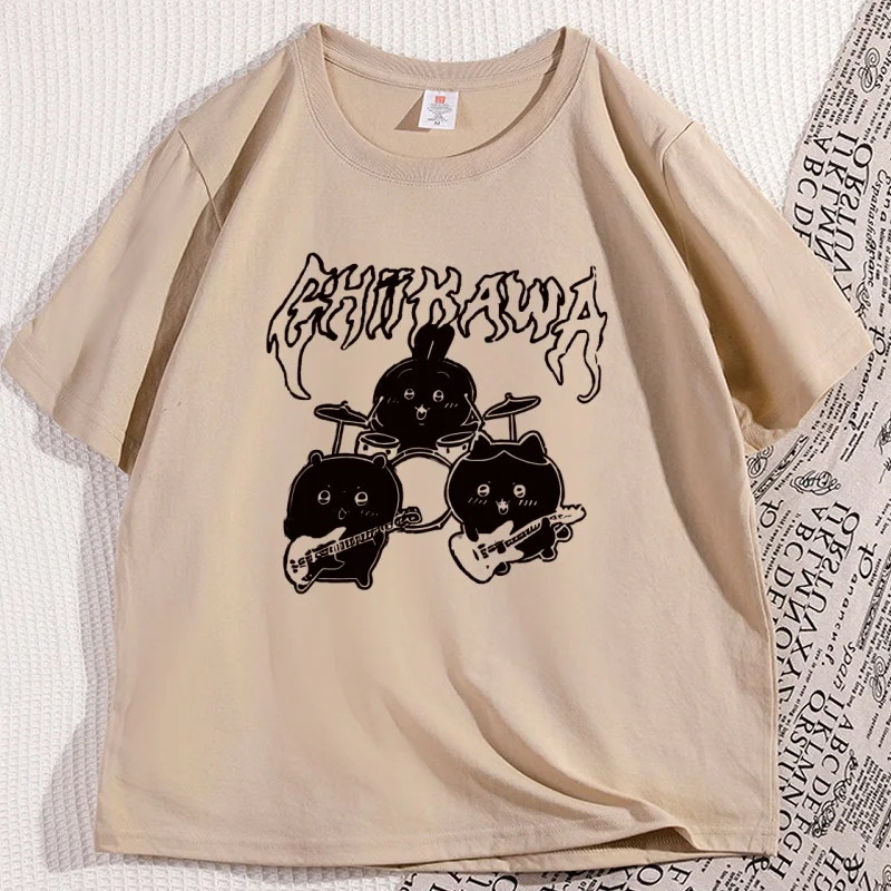 

Metal Cartoon Graphic T-Shirt Comfortable Cotton Anime T Shirt Round Neck Short Sleeve Tshirt Streetwear High Quality Clothing
