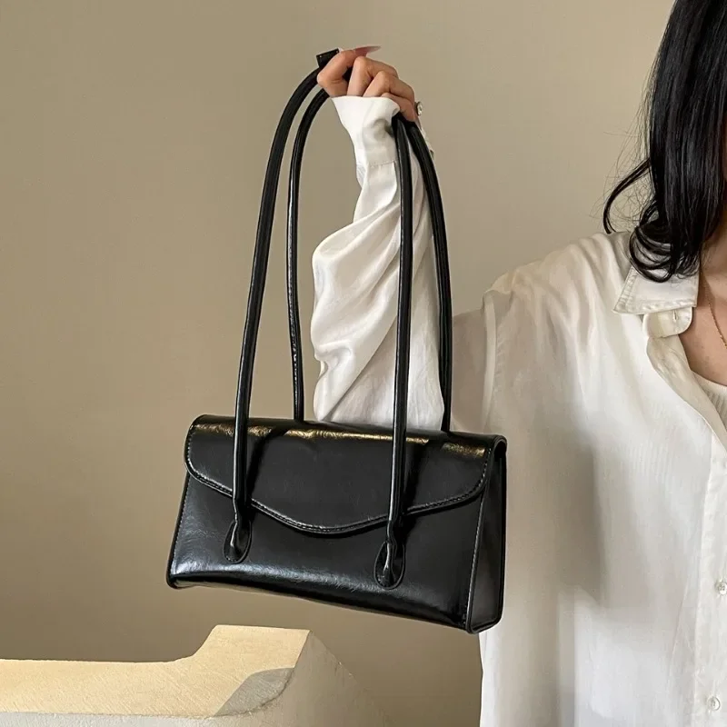 PU Solid Square Fashion Shoulder Bags Hasp Simple Versatile High Quality Commuting Handbags for Women 2024 Classic Style on Sale