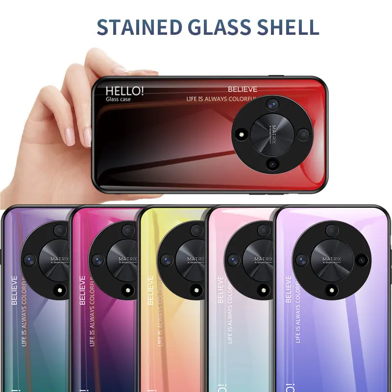Honor X9B 5G ALI-NX1 Case Gradient Tempered Glass Hard Back Cover Phone Case Silicone TPU Bumper for Honor X9B HonorX9B ALI NX1