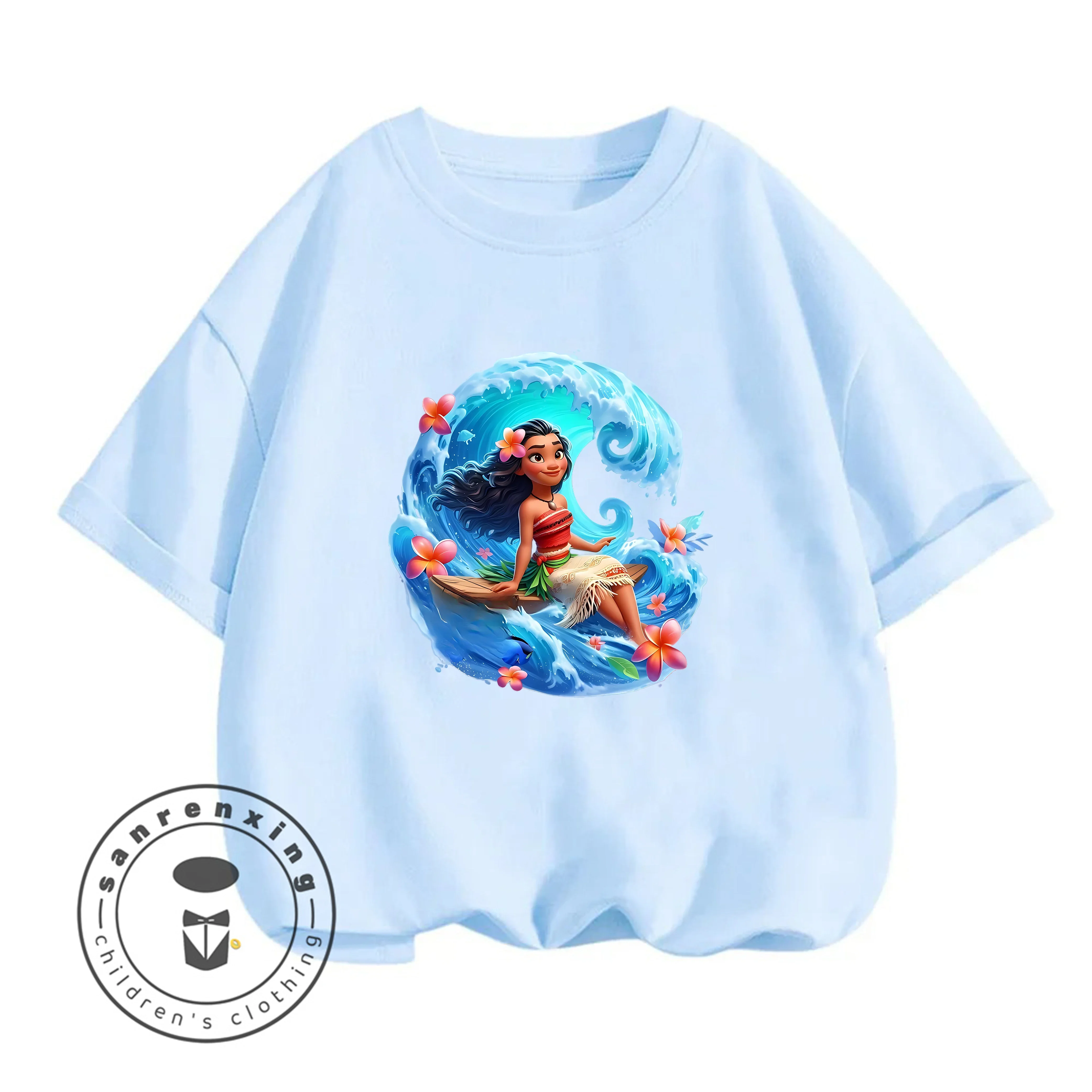 

3-14Y Kids Stylish Crew Neck Tshirt Moana Boys Girls Summer Cute Kawaii Cartoon Street Hot Outdoor Casual Cool