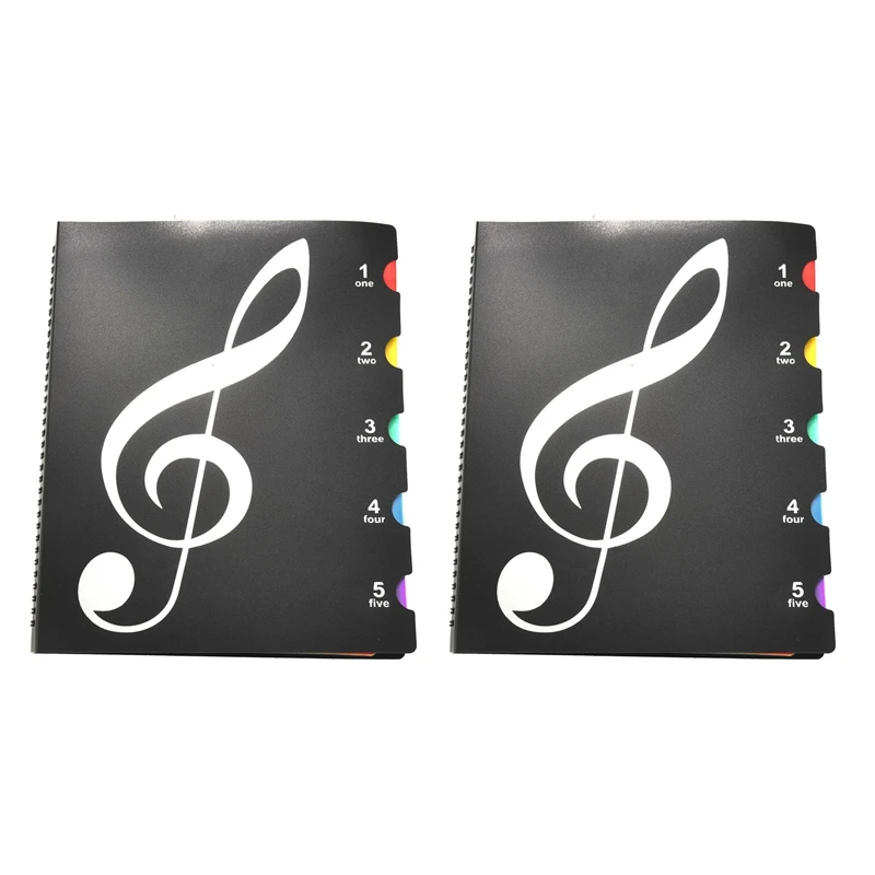 

2X Music Themed Folder Holder Writable Musicians Treble Clef Sheets Piano Choir Song Recitals Concert Protector 20 Page