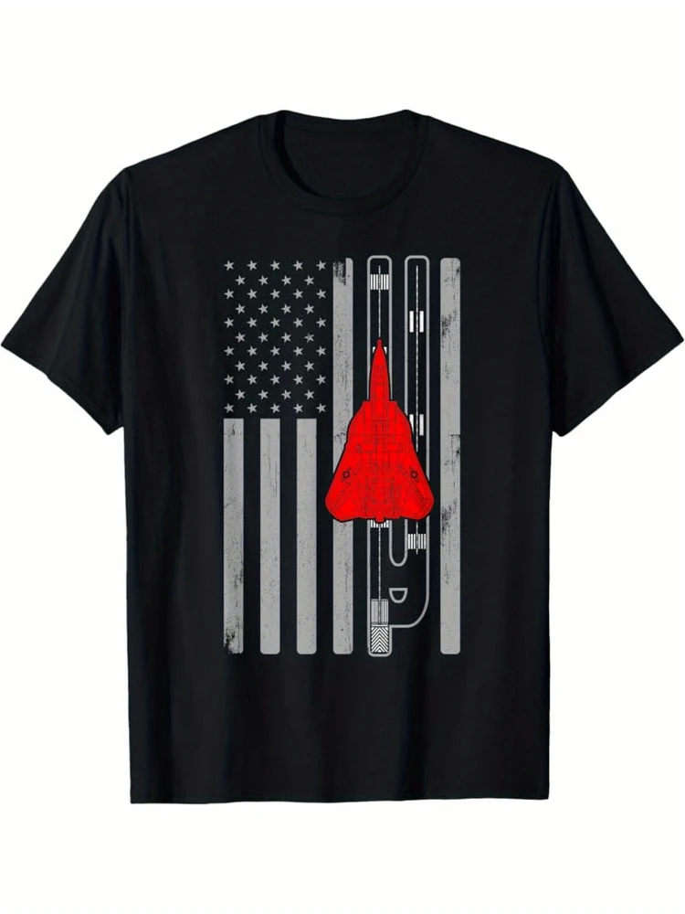 

F-14 Tomcat Fighter Jet Plane American Flag pattern -100% cotton summer casual short sleeve O-neck printed T-shirt.