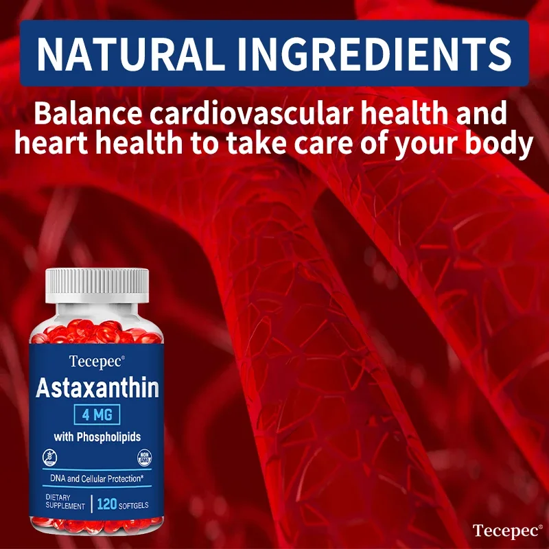 Astaxanthin 4 Mg - with Phospholipids, Supports DNA and Cell Protection, Eye Health, Heart Health and Immune System Support