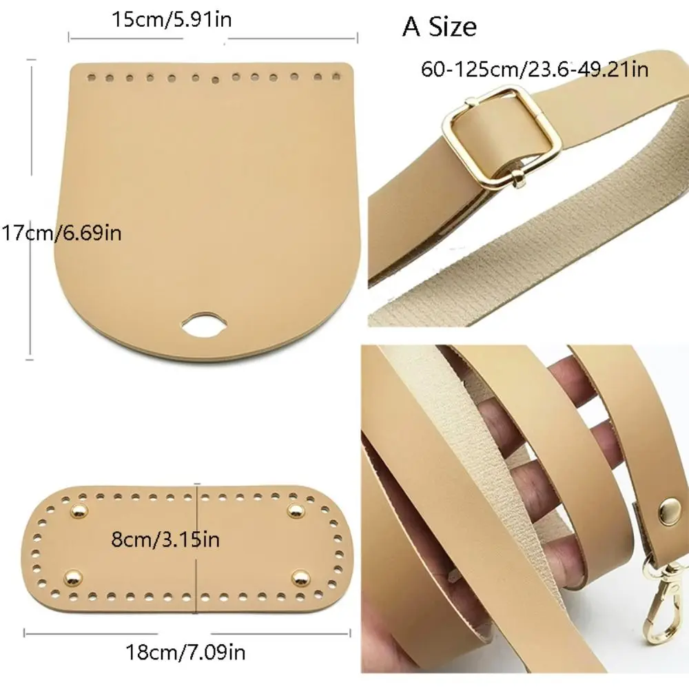 3Pcs/Set Solid Color Leather Shoulder Bag Strap Bottom PU Handmade DIY Bag Accessories Replacement Hardware Accessories