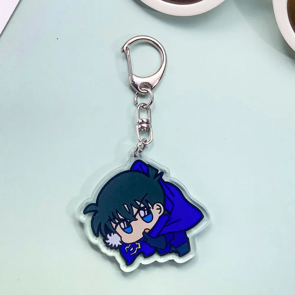 شخصيات أنيمي المحقق كونان الاكريليك سلسلة مفاتيح السيارة اكسسوارات حقيبة سحر لطيف على ظهره قلادة حلقة رئيسية هدايا للأصدقاء