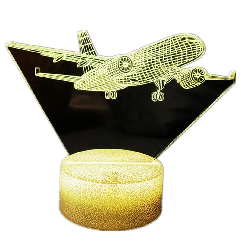 Airplane 3D Night Light Usb Plug-in Touch Bedside Lamp Kids Decoration Night Light Birthday Christmas Gift