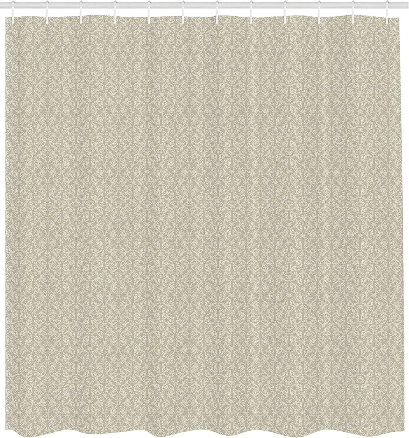 Beige Damask Pattern Shower Curtain Elegant Classic Design Bathroom Decor Linen180x200 - view 2