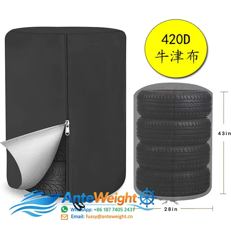 4-Piece Car Spare Tire Cover Set, Dustproof & UV-Resistant Wheel Protection | Waterproof Seasonal Storage Tire Covers