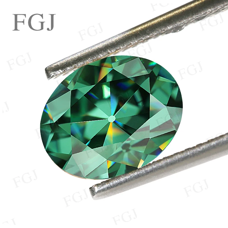 

Green 100% Real Moissanite Stone Oval European Cut With GRA Certificate Top Loose Gemstone Beads Diamond Tester Positive