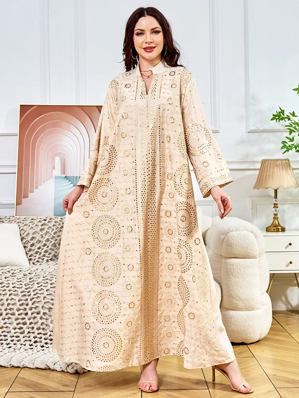 Eid Frauen Kleid Pailletten Abaya Party Lange Kleider Muslimischen Vestidos Largos Kaftan Robe Jalabiya Ramadan Marokko Dubai Kaftan 2025