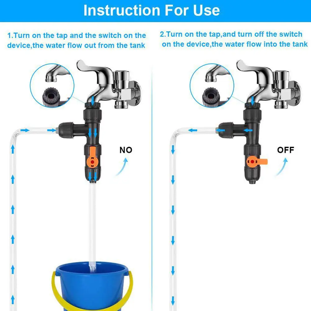 Cambiador de agua de plástico para acuario, herramienta de limpieza de tanque de peces, Conector de riego divisor de jardín, tipo de grifo de 3 vías