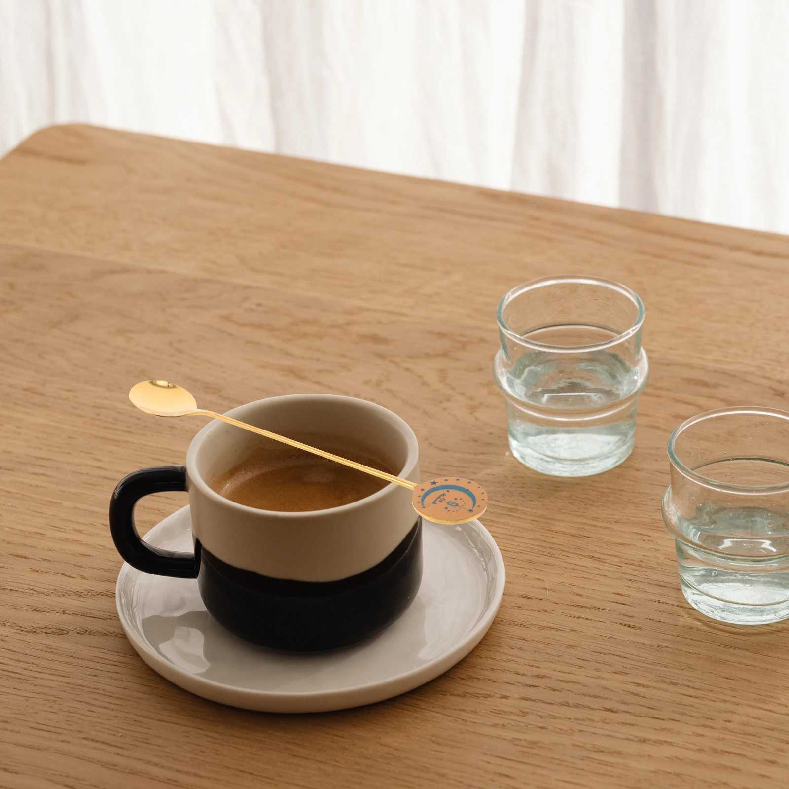 

4Pcs Metal Dessert Spoons Stainless Steel Compact Tea Scoops Star Moon Design for Coffee Ice Cream Pudding Sampling