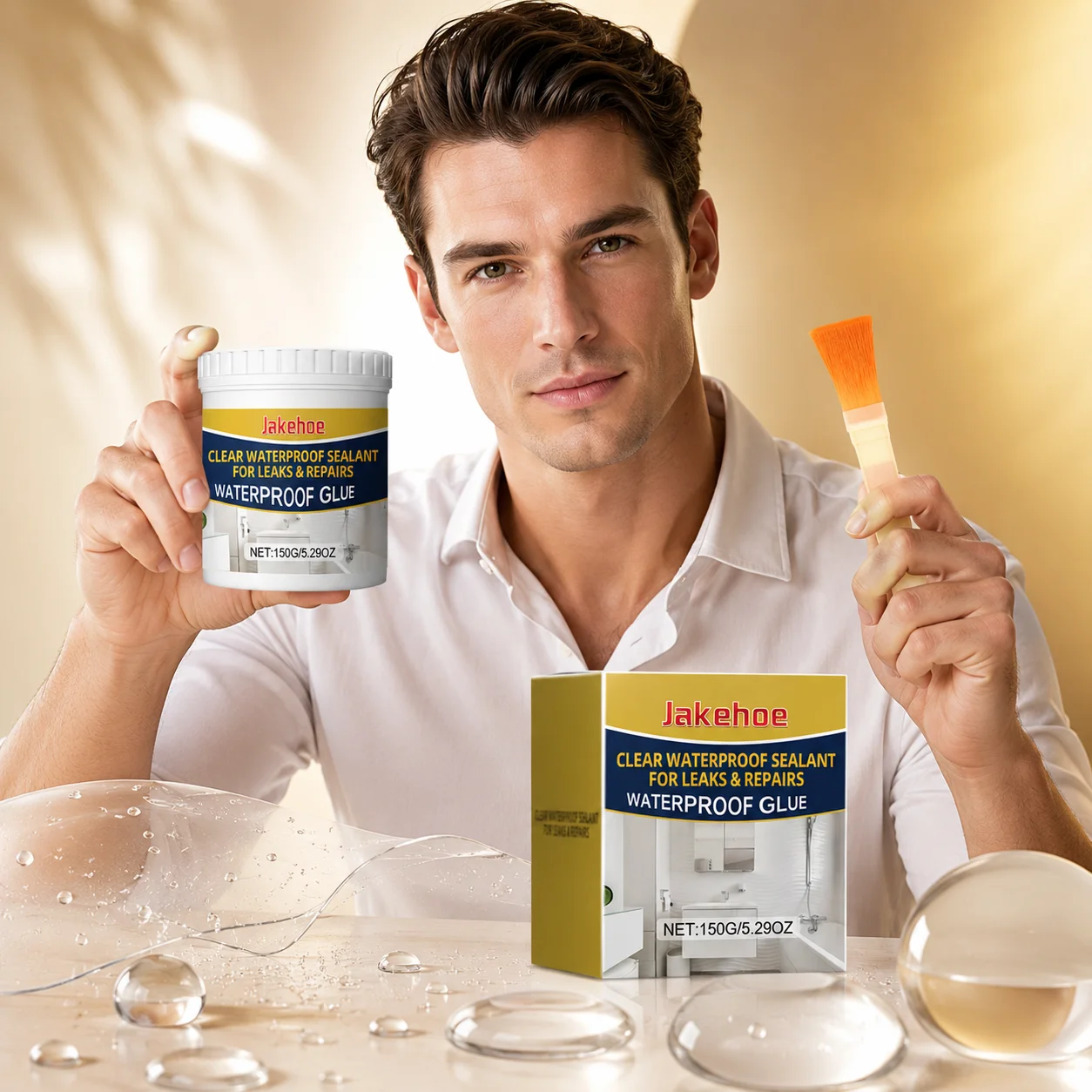 Jakehoe Clear Waterproof Sealant Strong Waterproof Quick Drying High Adhesion Long‑Lasting Bonding Waterproof Coating Sealant