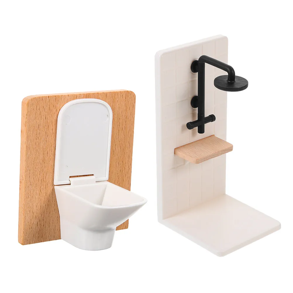 

1Set Miniature Bathroom Furniture 1:12 Scale Realistic Dollhouse Bathroom Set with Tub Shower Toilet for Dollhouse Layout