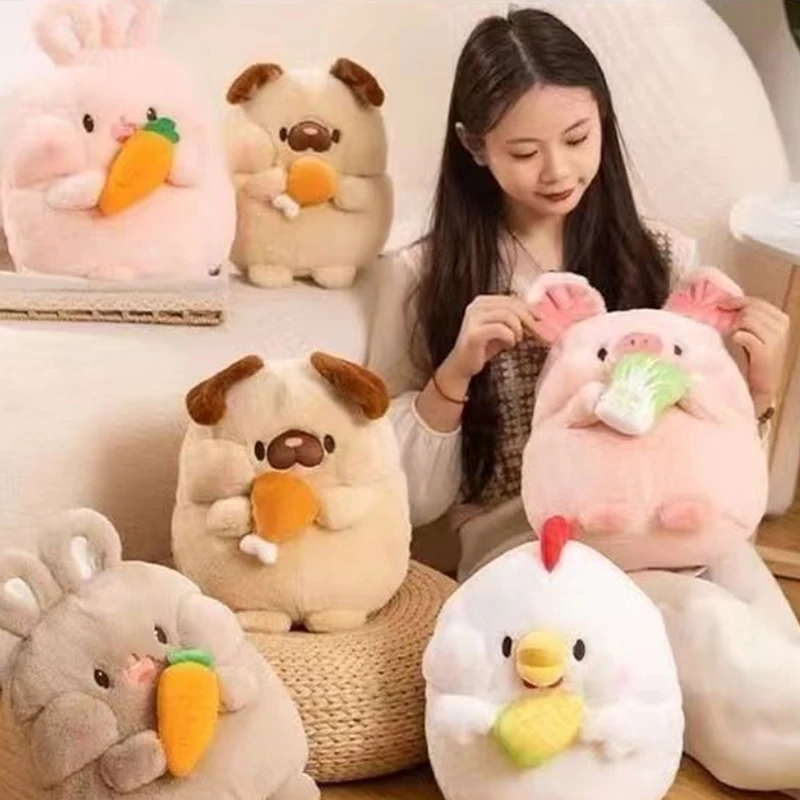 น่ารักการ์ตูนกะหล่ําปลีหมูแครอทกระต่ายสุนัข Soft Plush ของเล่นตุ๊กตายัดไส้ตุ๊กตาหมอนตกแต่งคริสต์มาสเด็กของขวัญวันเกิด