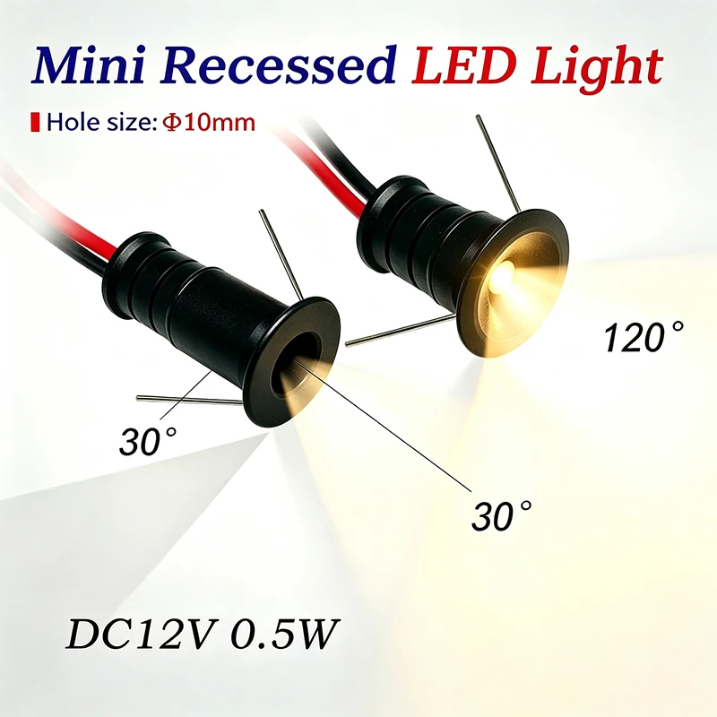 10/20PCS Mini LED Starry Sky Spotlights DC12V 0.5W Micro Installation Small Downlight IP65 for Cabinet & Bathroom Lighting